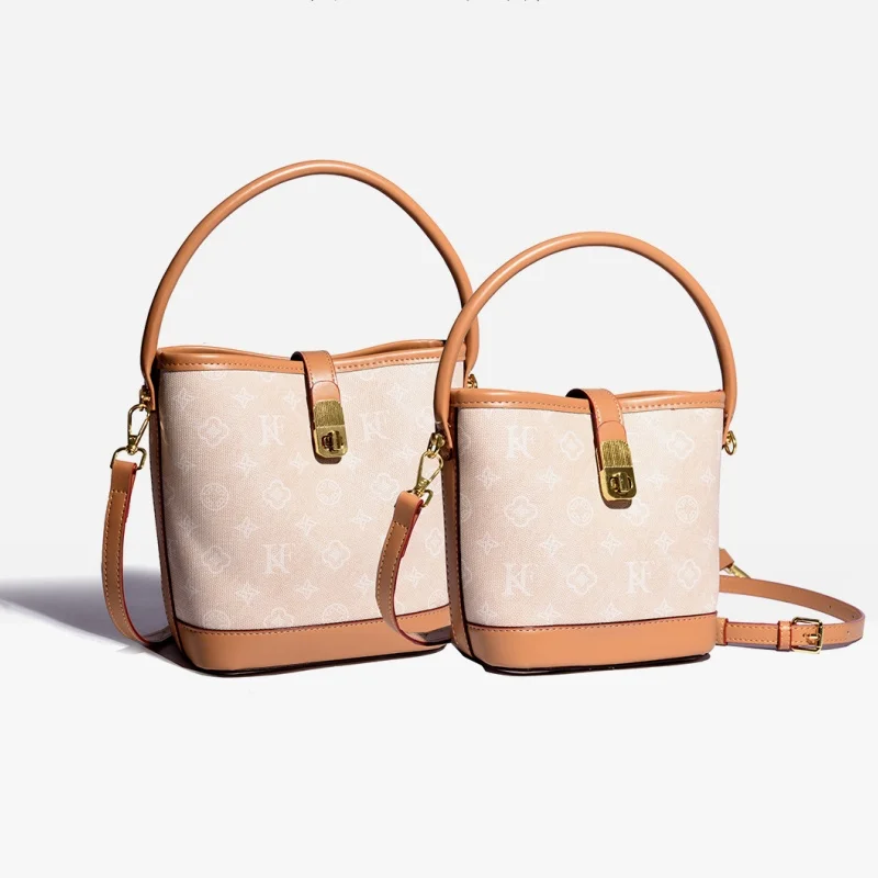 

Fashionable Printed Bucket Handbag Women's Shoulder Bag Versatile Summer 2025 City Simple Style PU Material Medium Size