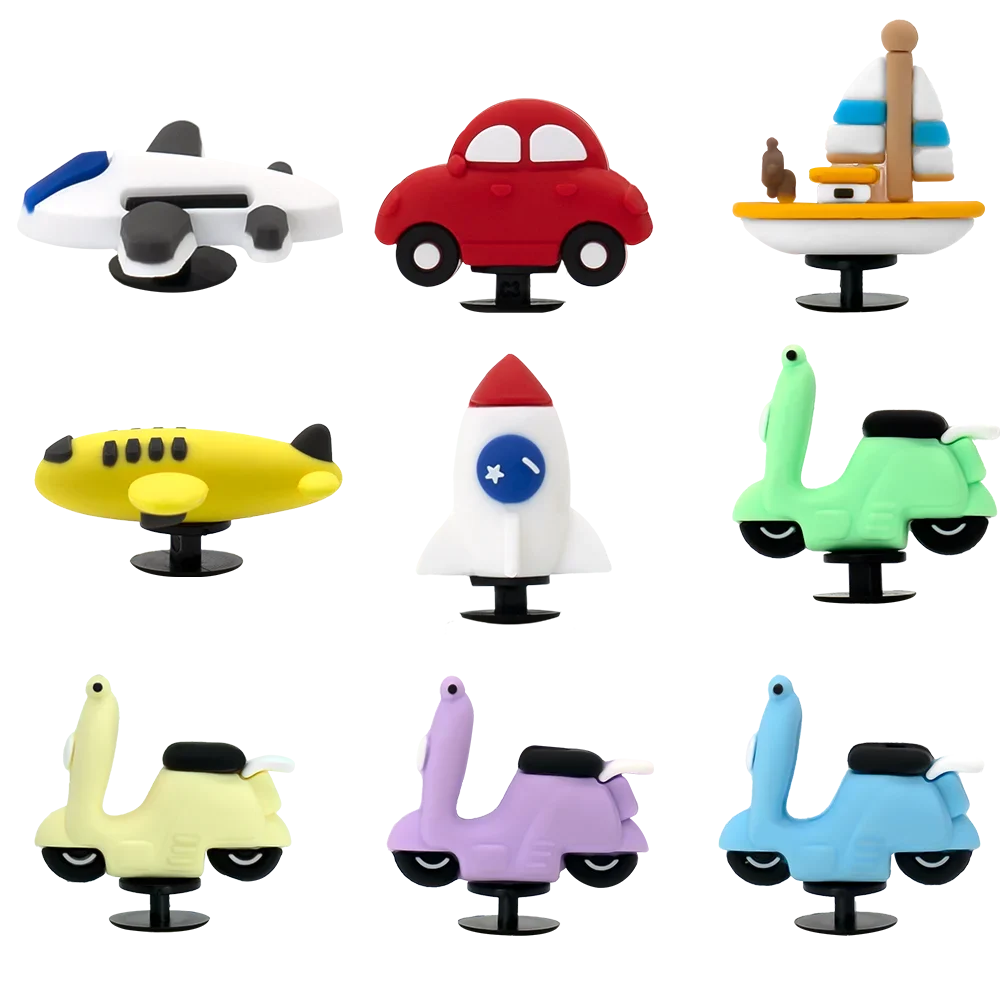 1PCS 3D Vehicle Shoe Charms Rocket Kids Favor Sailboat Car Fashion Women Men Shoe Decorations Pins for Clog Sneaker Accessories