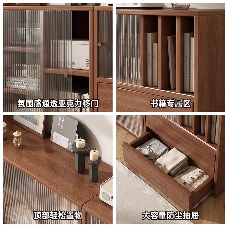 خزانة تخزين من الأرض إلى السقف على الحائط، خزانة مجمعة، خزانة كتب قصيرة مقاومة للغبار، منزلية #4