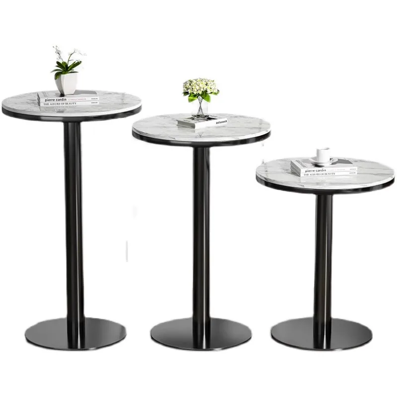 Nordic Minimalist Round Table Milk Tea Shop Bar Table Modern Balcony High Legged Table And Chair Black