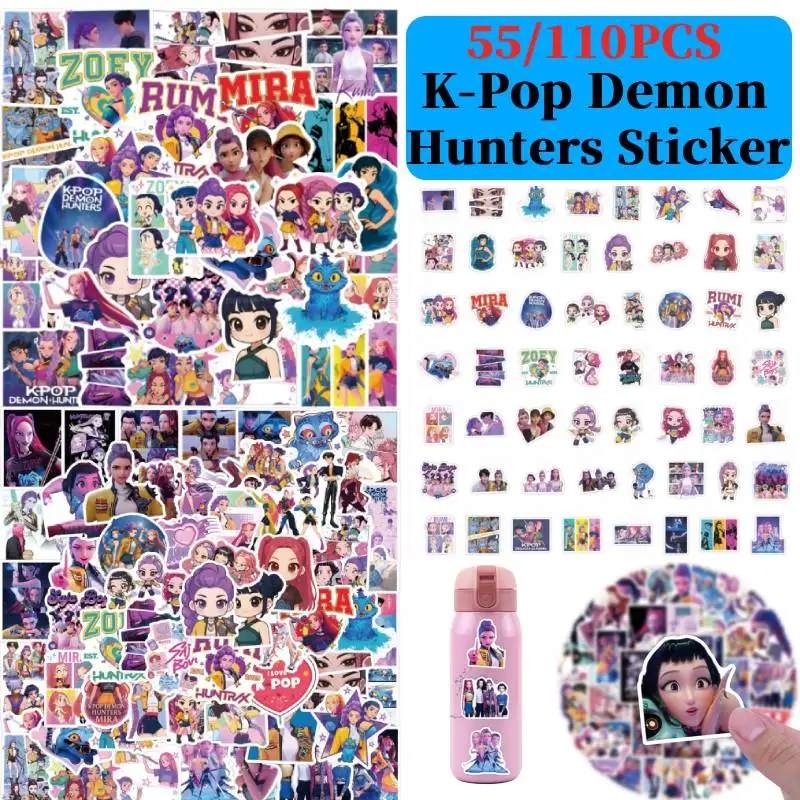 100/55 قطعة Kpop De Mon الصيادين ملصقات أنيمي لعبة الكرتون الشارات DIY بها بنفسك سجل القصاصات الهاتف الثلاجة الأمتعة سكيت الدراجة الاطفال اللعب