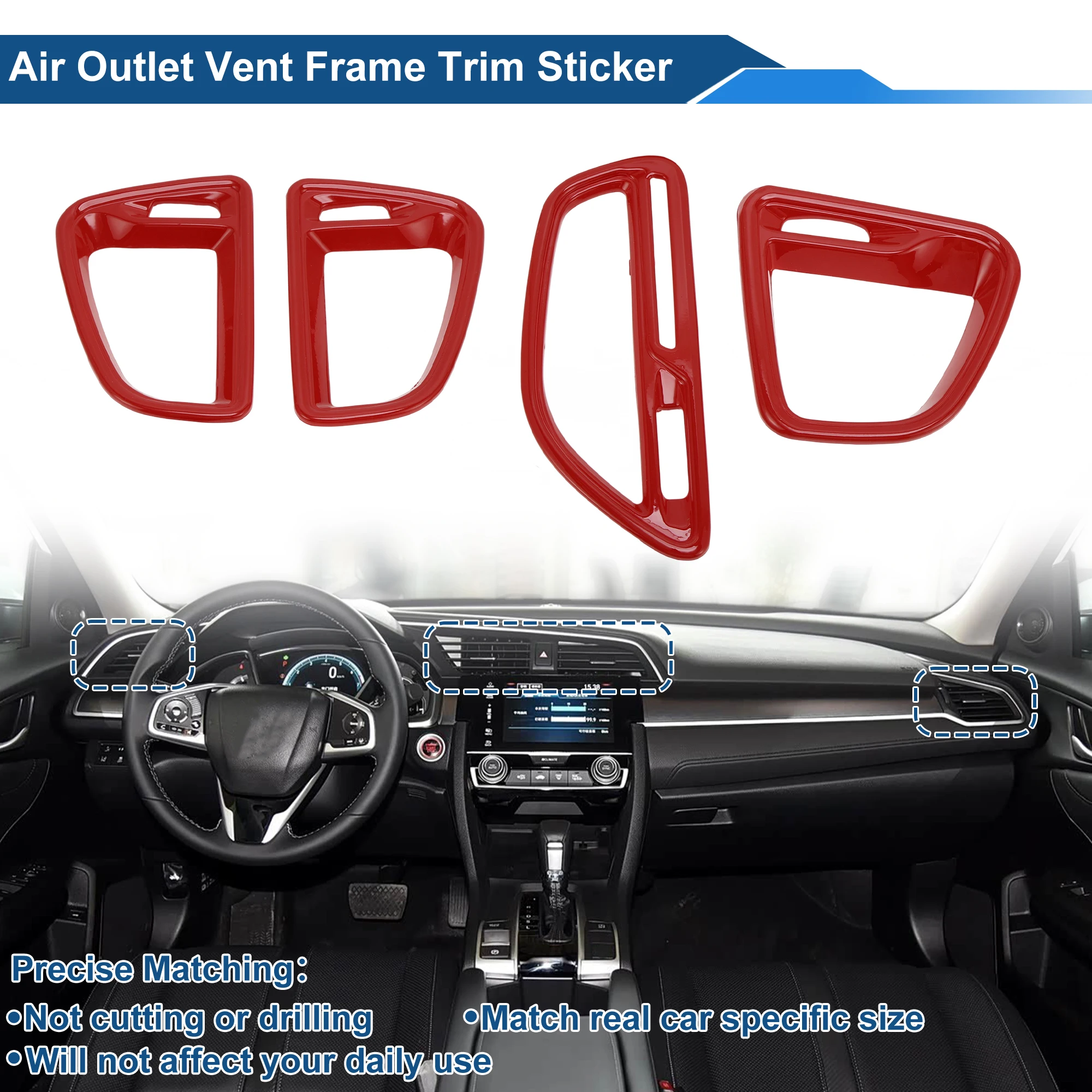 

UXCELL Air Condition Outlet Vent Trim Cover Frame for Dodge Challenger 2015-2024 Red