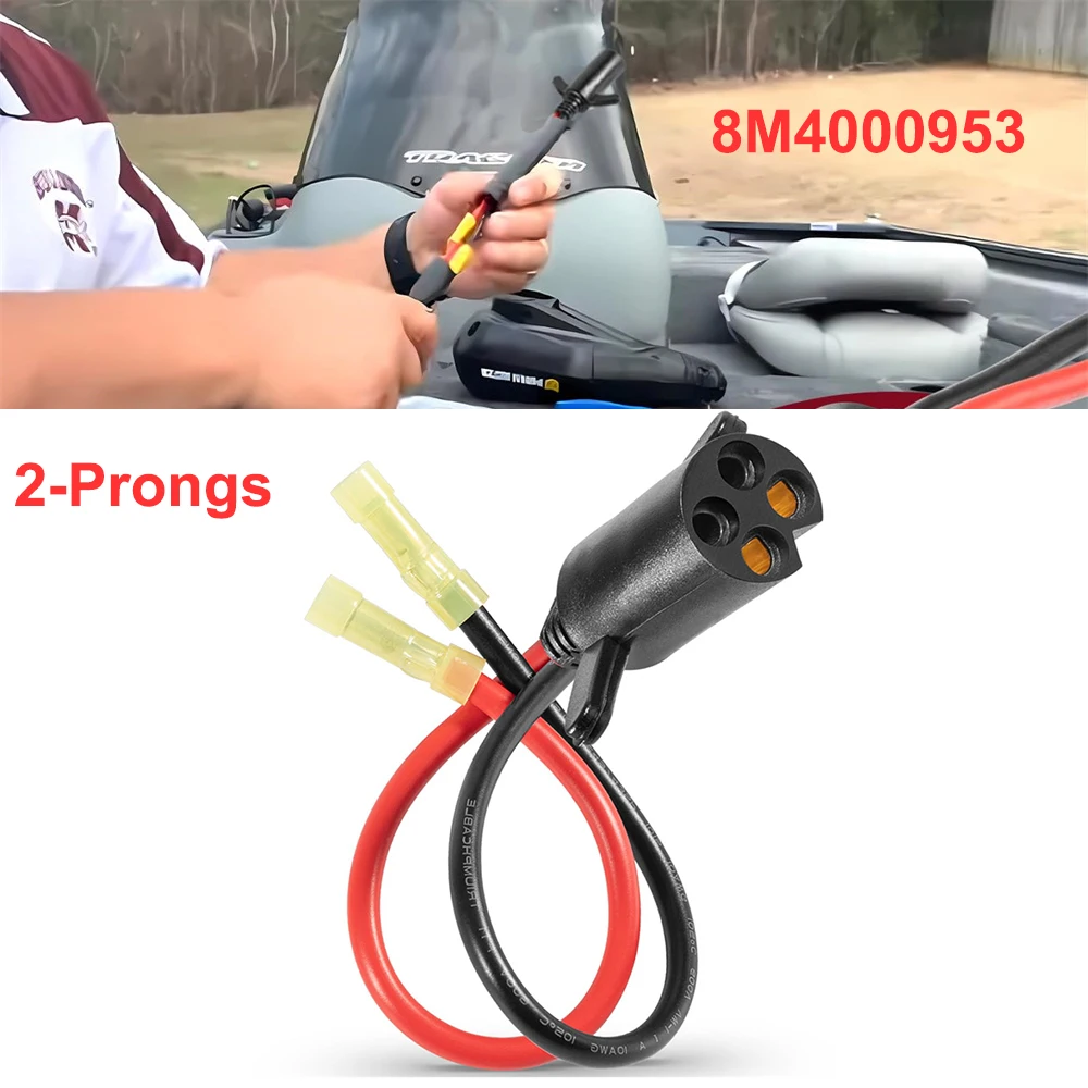 2-Prongs Trolling Motor Power Plug 8M4000953 Connects  12/24 V or 36-Volt Trolling Motors 4 Holes 50 Amp Rating Boat Accessories