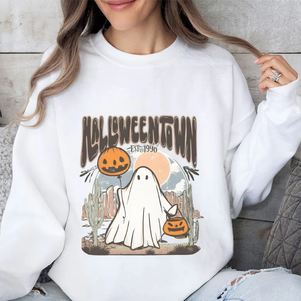 Halloweentown Est 1998 스웨터 귀여운 유령 할로윈 테마 그래픽 스웨터 가을 레트로 빈티지 스웨터 남성용 남성용