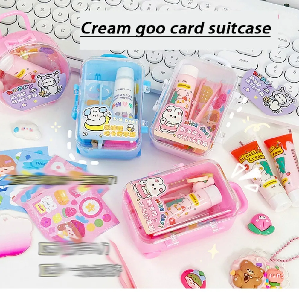 1set Handmade Cream Glue Gift Box Guka DIY Card Goo Card Stickers Suitcase Cute Cartoon Scented Cream Glue Gift Kids Gift