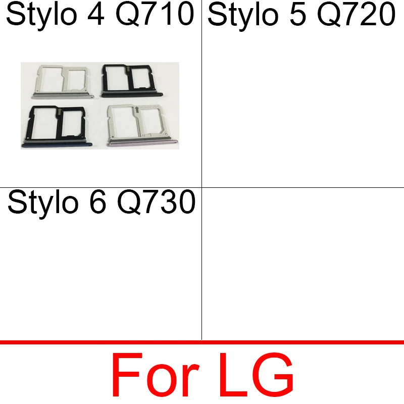 Sim Card Tray Holder Adapters For LG Stylo 4 Q710 Stylo 5 Q720 Stylo 6 Q730  Sim Card Reader Slot Socket Replacement Parts