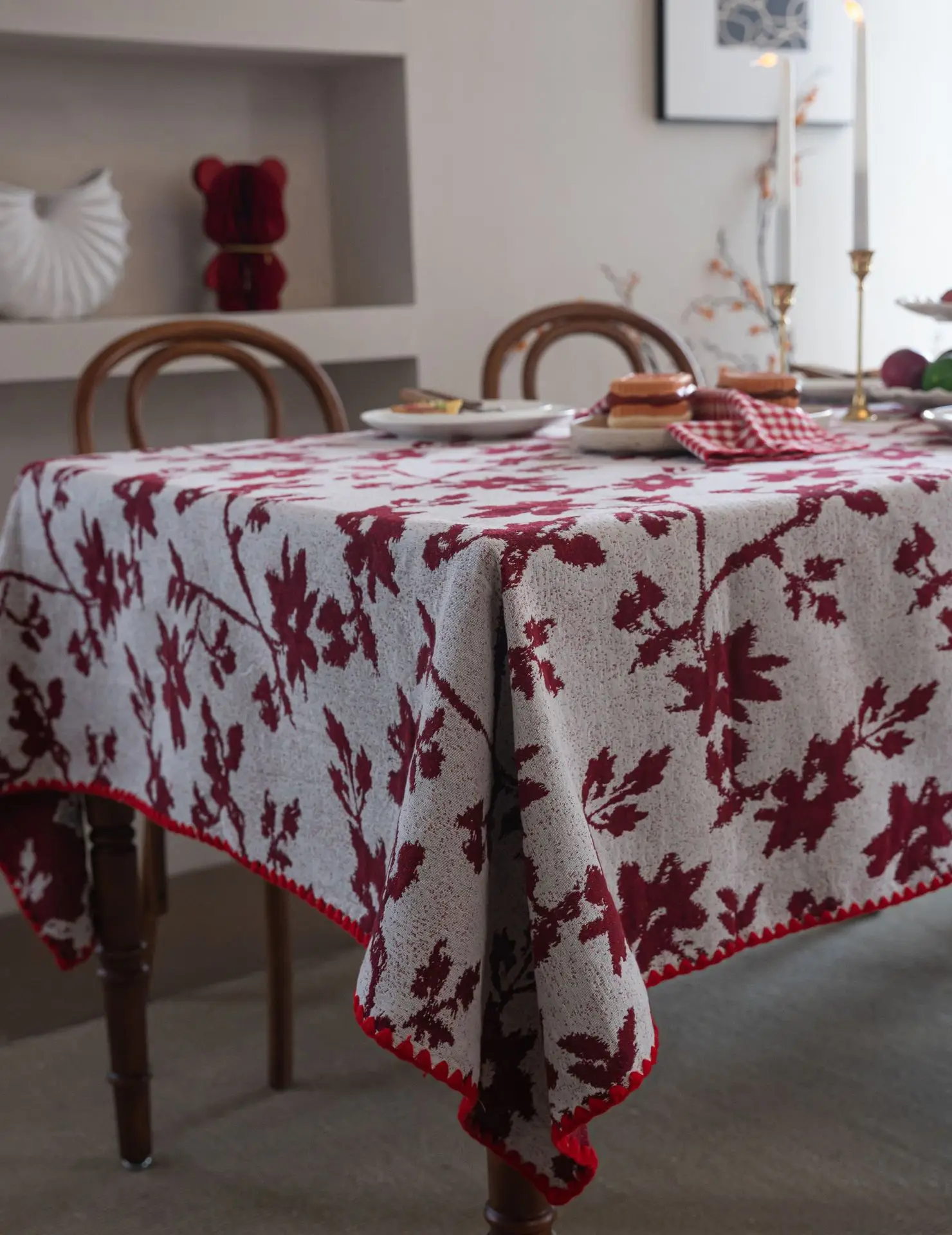 Embroidery Circular Tablecloth Rectangle Jacquard Dust-Proof Table Cover Kitchen Dinning Living Room Tabletop Home Decorations