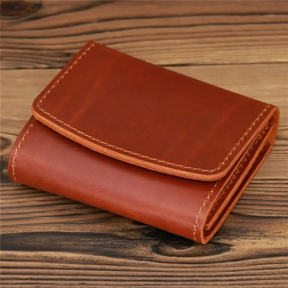 

Portable Genuine Leather Wallet Solid Color Mini Student Card Holder Money Clip Men Women