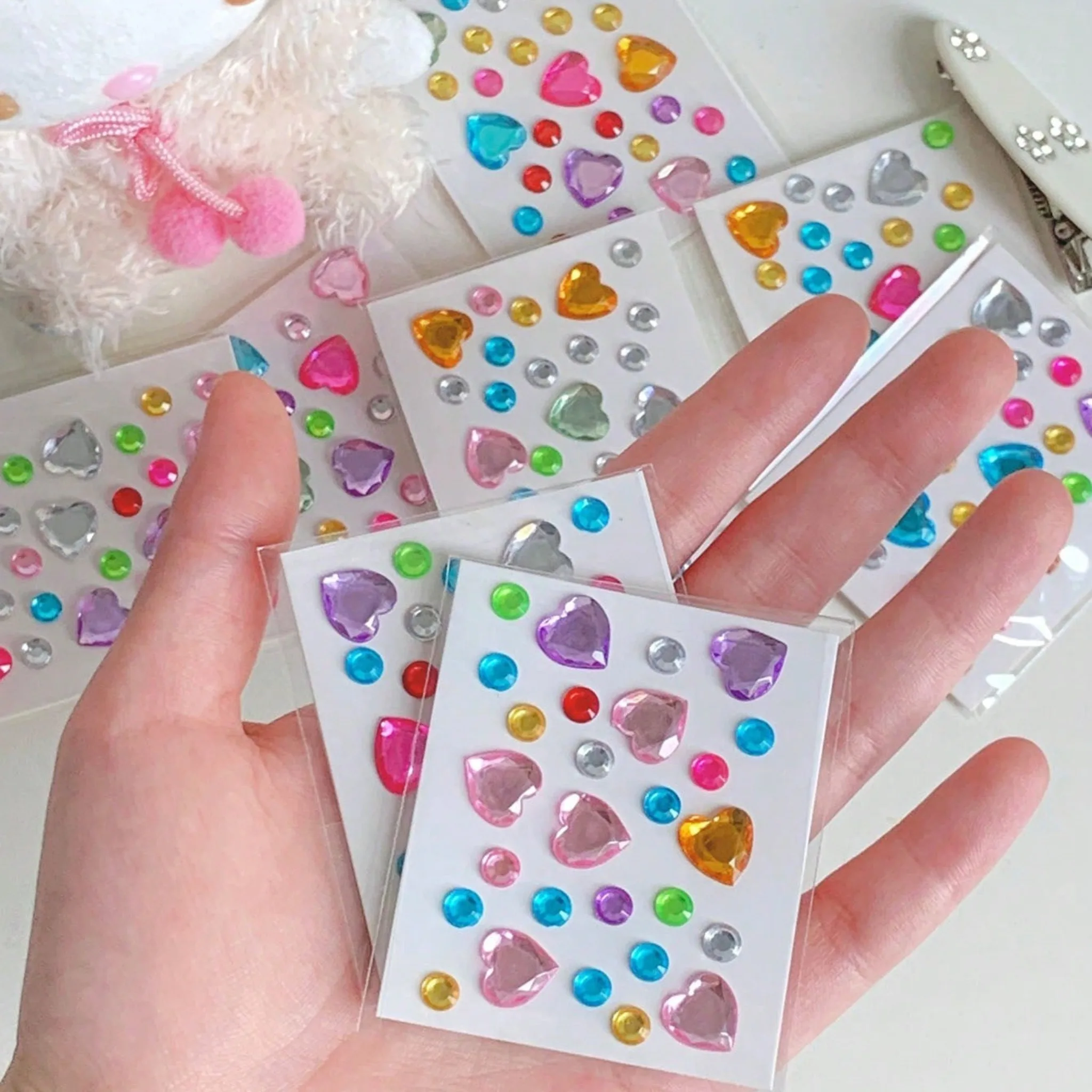 20Pcs Bling Crystal Diamond Stick-On Gems, Self Adhesive Assorted Shapes Acrylic Jewel Stickers, Ideal for Festival Makeup, Nail