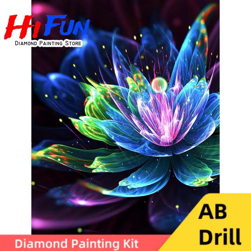 

Handmade DIY Neon Mandala Flowers AB Drill Diamond Painting Cross Stitch Fluorescent Abstract Floral Mosaic Home Decoration