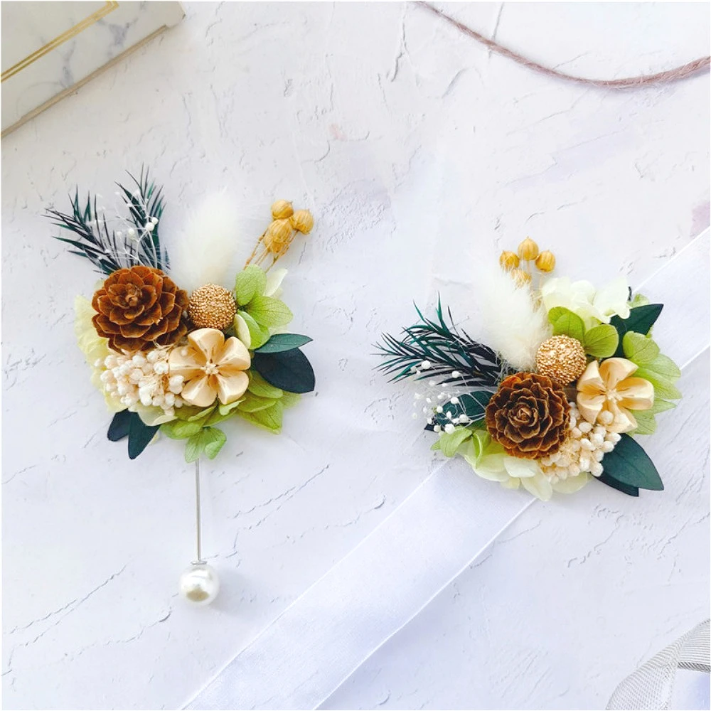 زهرة الورد الزفاف المعصم الصدار العروة للعريس الزفاف زوجين اكسسوارات الزفاف حفل زواج عيد الحب #4