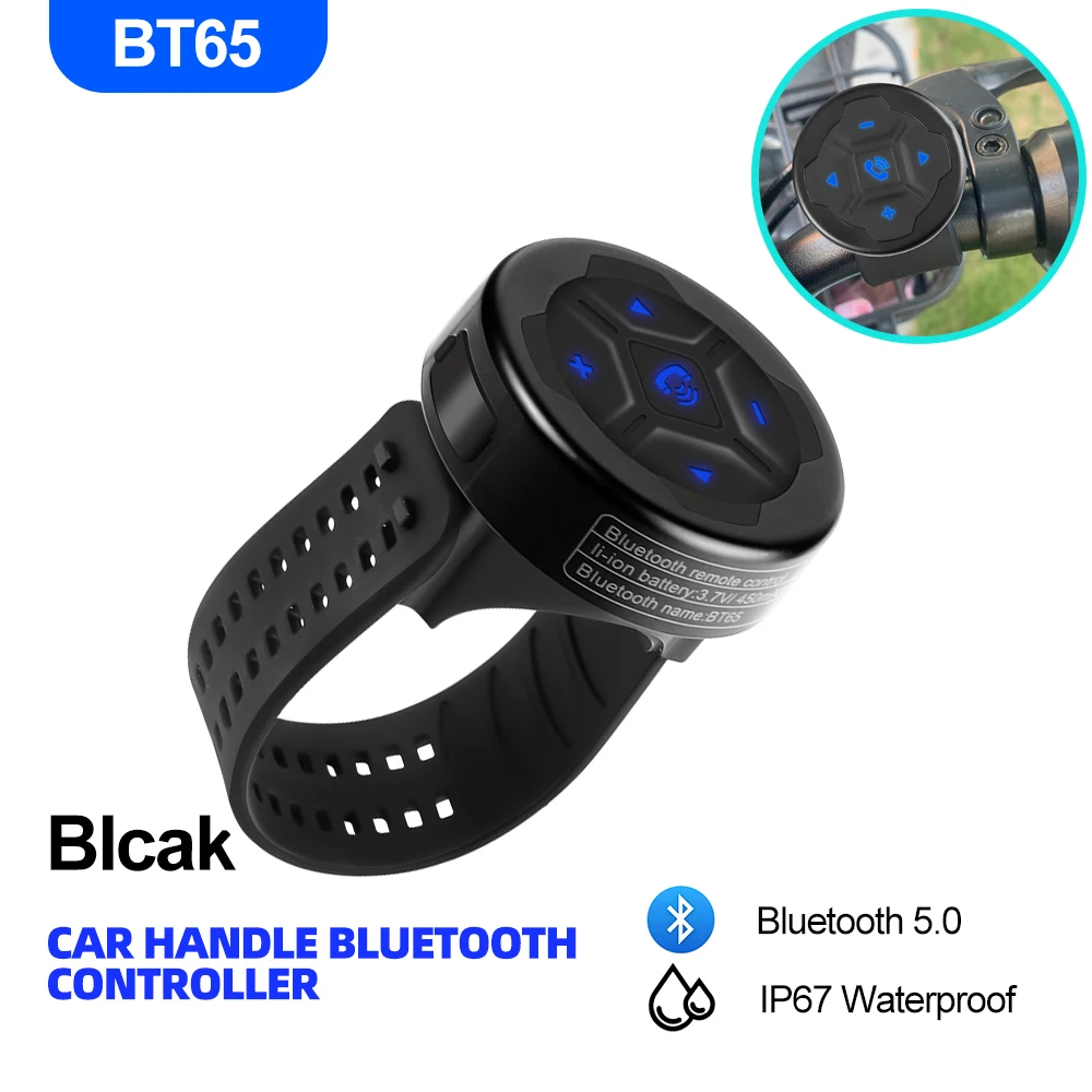

Universal Smart Wireless Remote Control Waterproof Bluetooth 5.0 Media Controller for Helmet Earphone Motorcycle Bike Handlebar