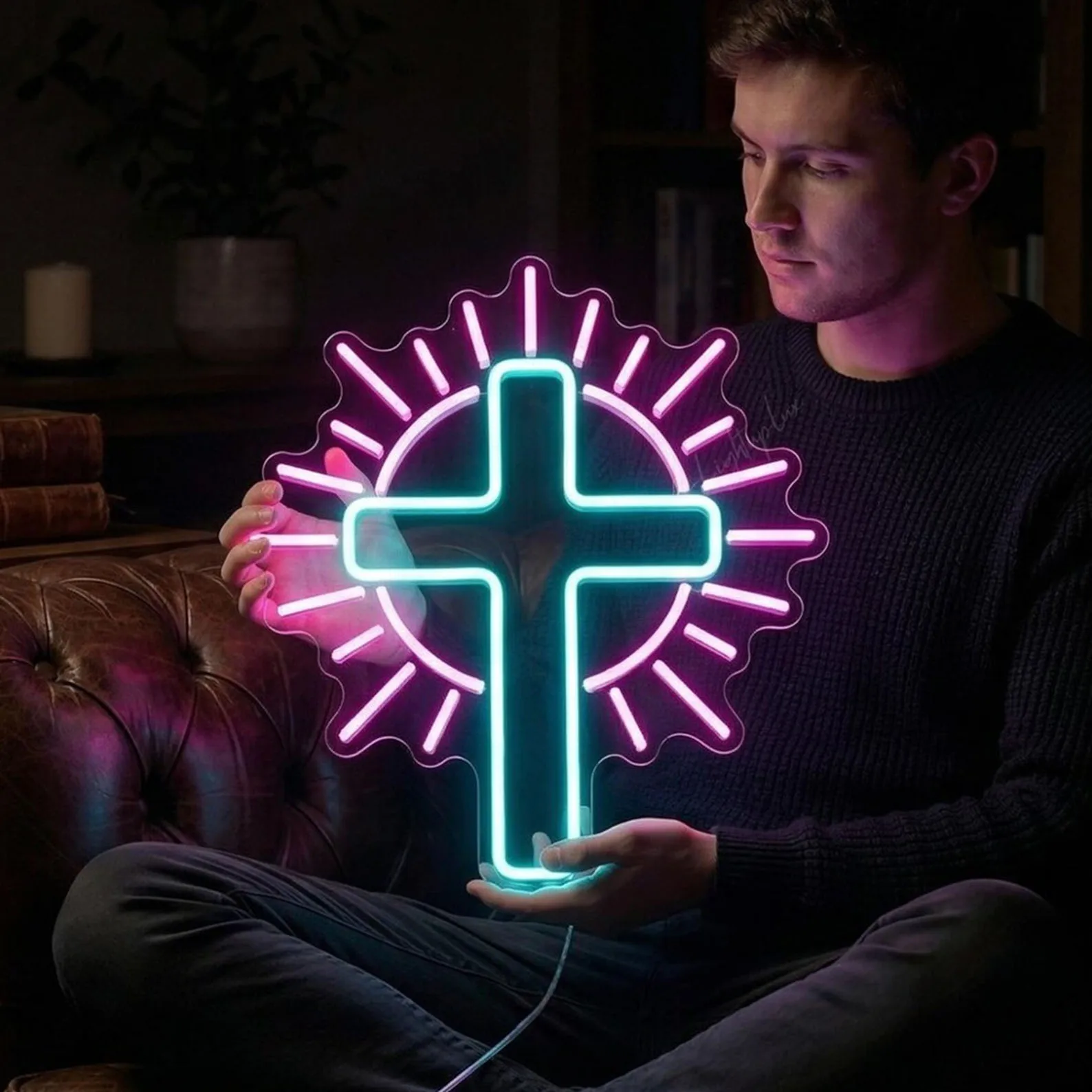 Cross Neon Sign,Church or Prayer Room Decor,Religious Light Gift For Faith Lovers,Christian Home Decor,Faith-Based Wall Art
