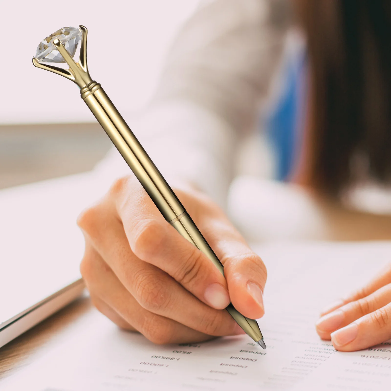 6 個オフィスデスク装飾ペン女性のための筆記具万年インクひまわりメタルダイヤモンドボールペンミスボールペン