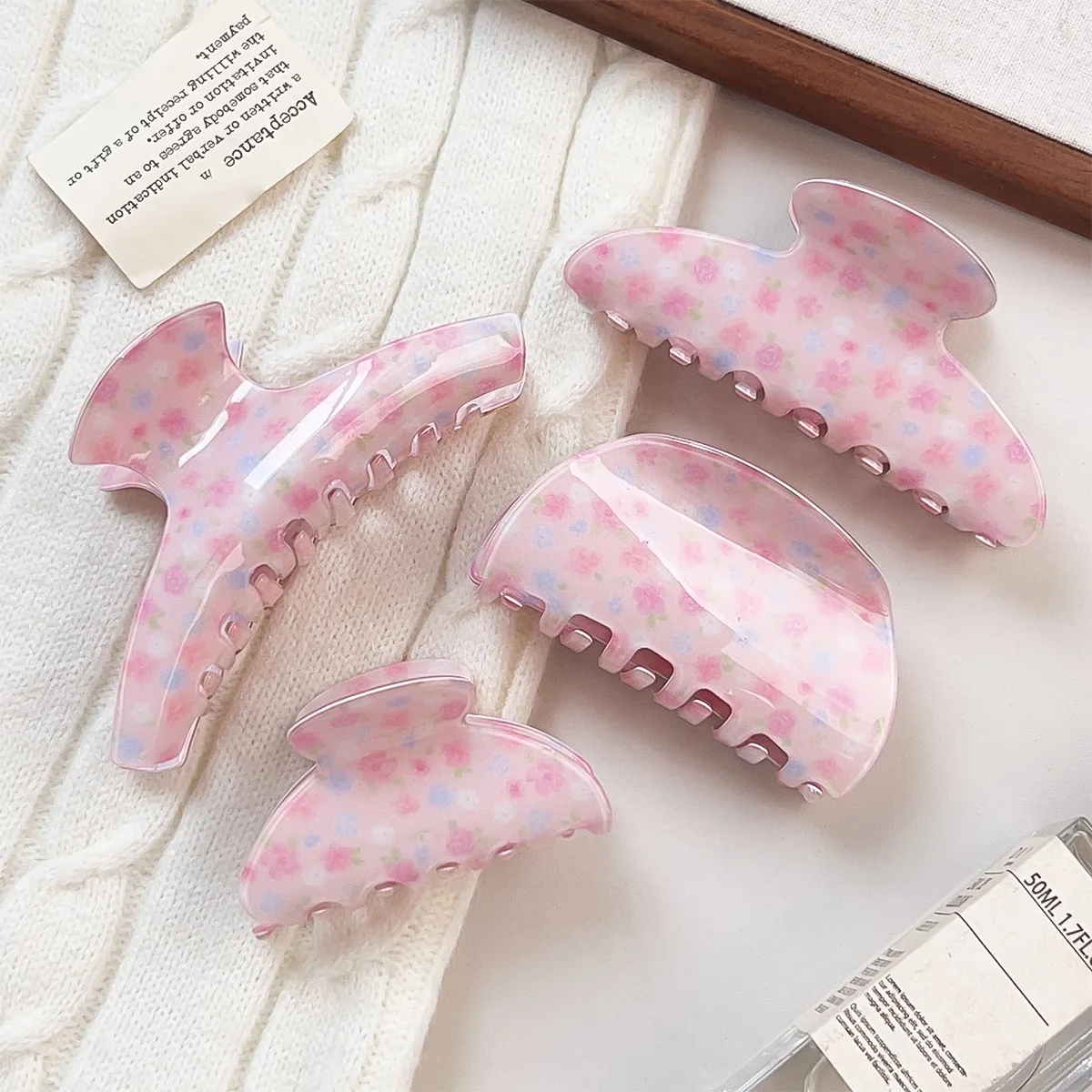 4 styles de pinces à cheveux vintage en acétate, à motifs floraux et géométriques, pour femmes et filles, accessoires capillaires, barrettes, pinces requin