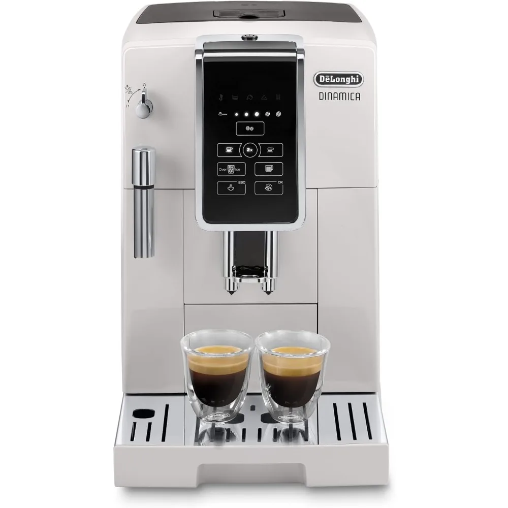 Dinamica Espresso Machine, White - Automatic Bean-to-Cup Brewing, Built-In Steel Burr Grinder & Manual Frother