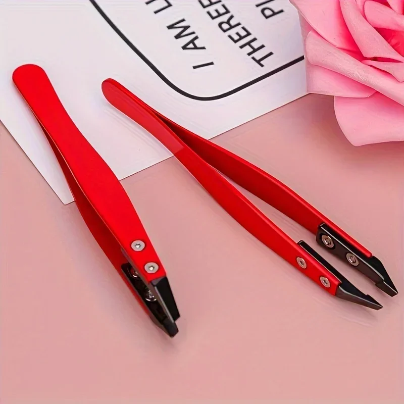 Zirconia Ceramic Pointed Tweezers Stainless Steel Tweezers with Slanted Tips Edges Eyebrows Beards Hair  Eyelash Tweezers