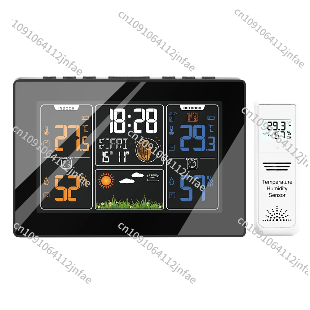 

Home Large Screen Wireless Color Weather Clock with Indoor Outdoor Thermometer and Humidity Meter