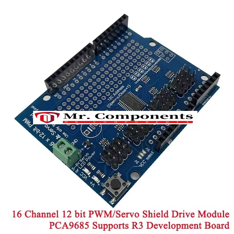 PCA9685 IIC I2C 16 Channel 12-bit PWM Stepper Motor Module Servo Driver Shield R3 Development Board For Arduino Freq 40-1000Hz