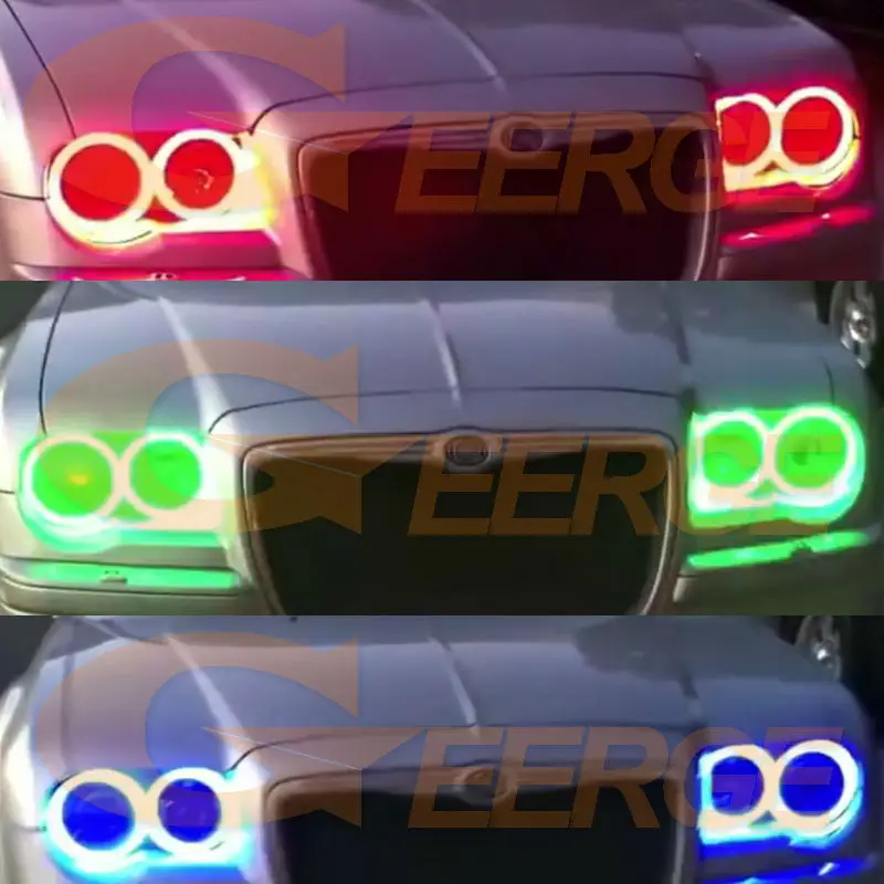 For Chrysler 300 C 300C 2004-2010 RF Remote Bluetooth APP Multi-Color Ultra Bright RGB LED Angel Eyes Halo Rings Day Light