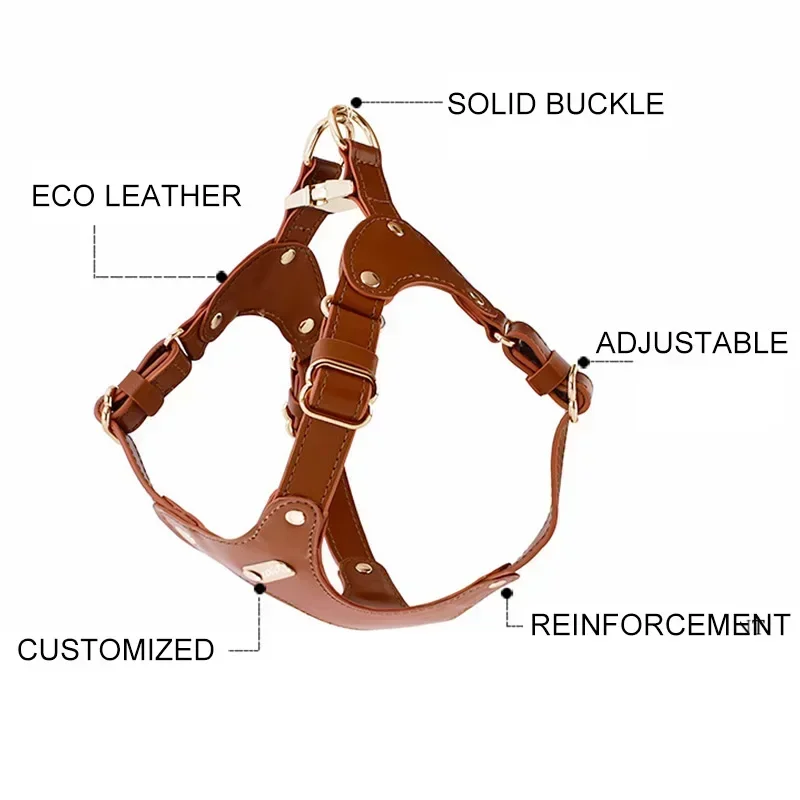 Pet Dog Harness Soft Leather Dog Chest Strap Traction Rope Set Dog Chain Outdoors Walking Vest Harness Small Medium Dog Supplies