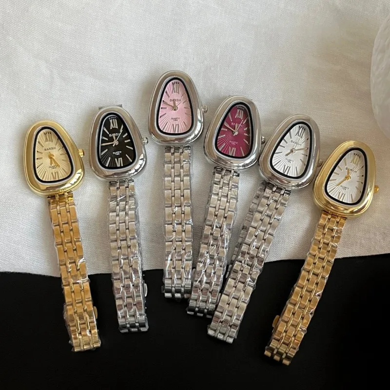 Célèbre marque de luxe femmes montre serpent tête cadran dames montres à Quartz en forme de gouttelette chiffre romain bracelet en acier montres