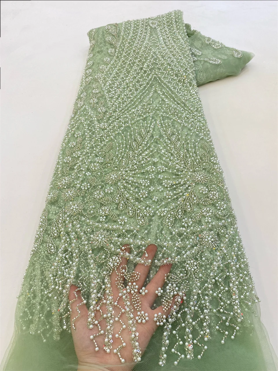 

Luxury African Heavy Handmade Beads Sequins Lace Fabric 2024 High Quality French Groom Embroidery Nigerian Lace for SewingXZ5955