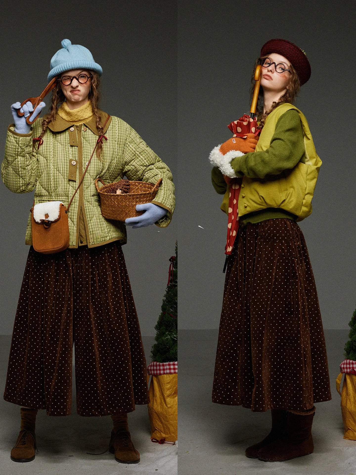 

Retro Thiened Brown Versatile Polka Dot Wide Leg Skirt Pants Women's High Waist Slimming Loose Casual Eighteen Pants