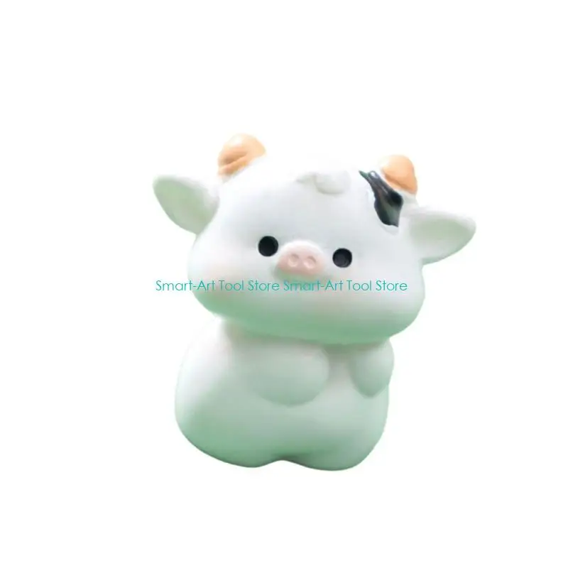 E1PB Cow Figurine Animal Model Mini Landscape Home Decorations Miniature Miniature