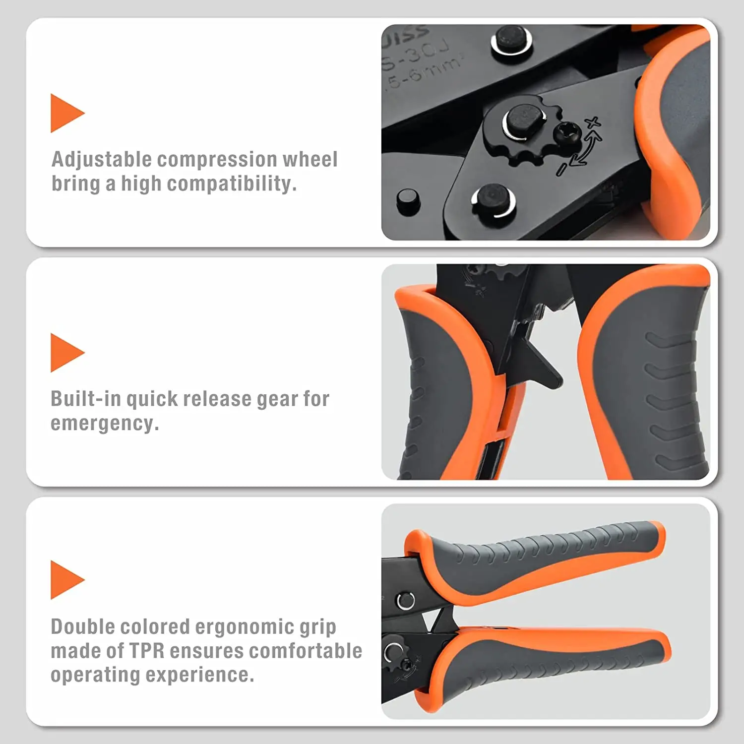 IWISS Ratchet Wire Crimping tool kit w/5 Interchangeable Jaws,Wire Striper&Cutter for Insulated/Non-Insulated Terminals Plier