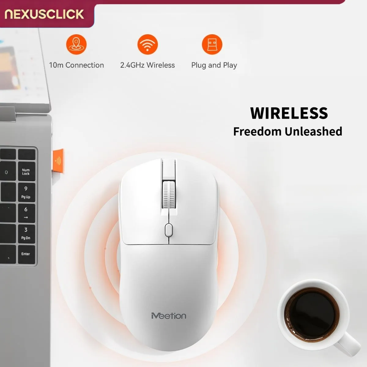 NexusClick 55g Lightweight 2.4G Wireless Silent Mouse,Budget-Friendly Durable,Low Power Saving,Plug&Play Mice for Office Travel