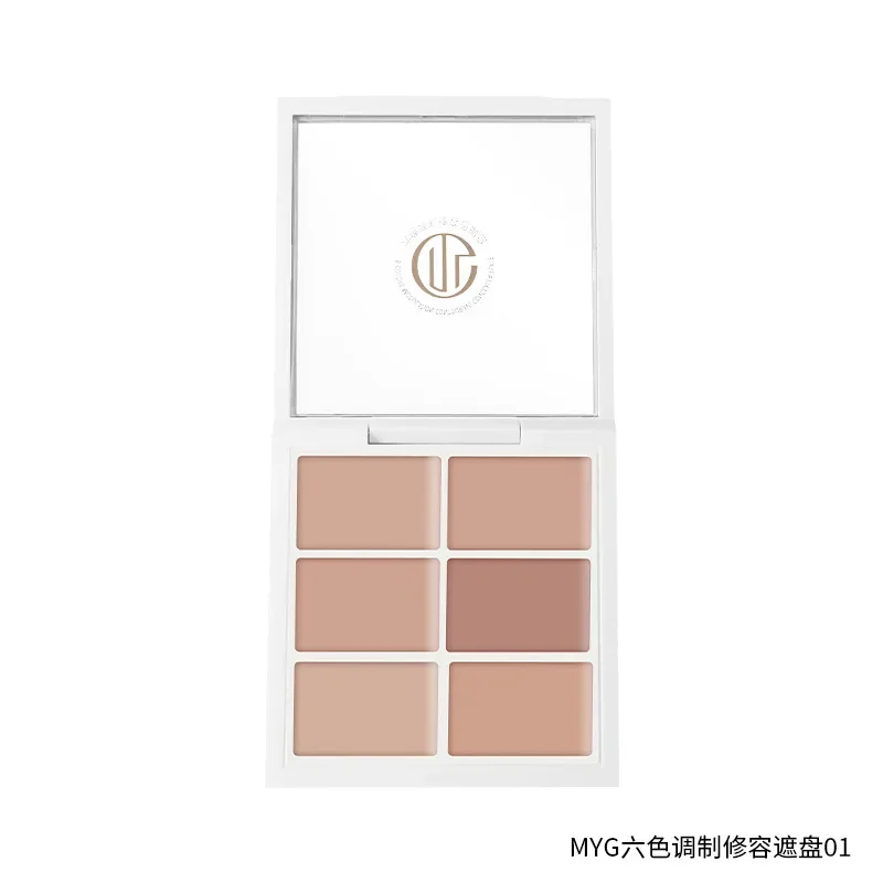 MYG 6-Color Concealer Palette Foundation correzione del tono della pelle macchie di copertura segni di Acne occhiaie arrossamenti cosmetici per il trucco