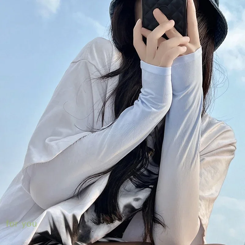 جديد الحرير الذراع كم الرجال النساء في الهواء الطلق الأشعة فوق البنفسجية حماية ظلة الذراع دفئا الصيف بارد تنفس كم مرن
