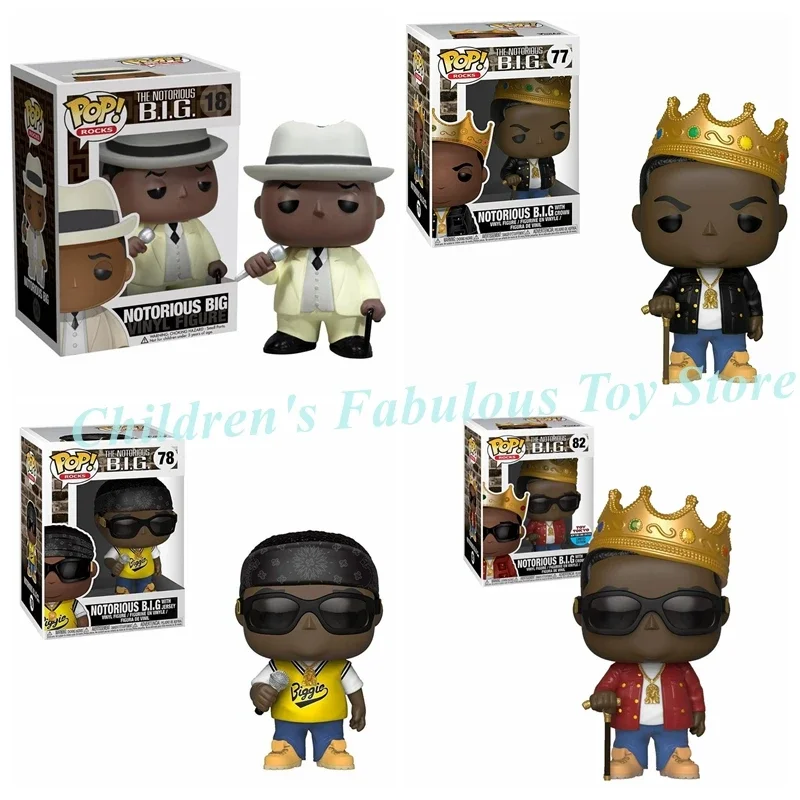 FUNKO POP  the Notorious B.I.G. #18 Crown #77 #82 Jersey #78 Vinyl Action Figures for Children Model Toys