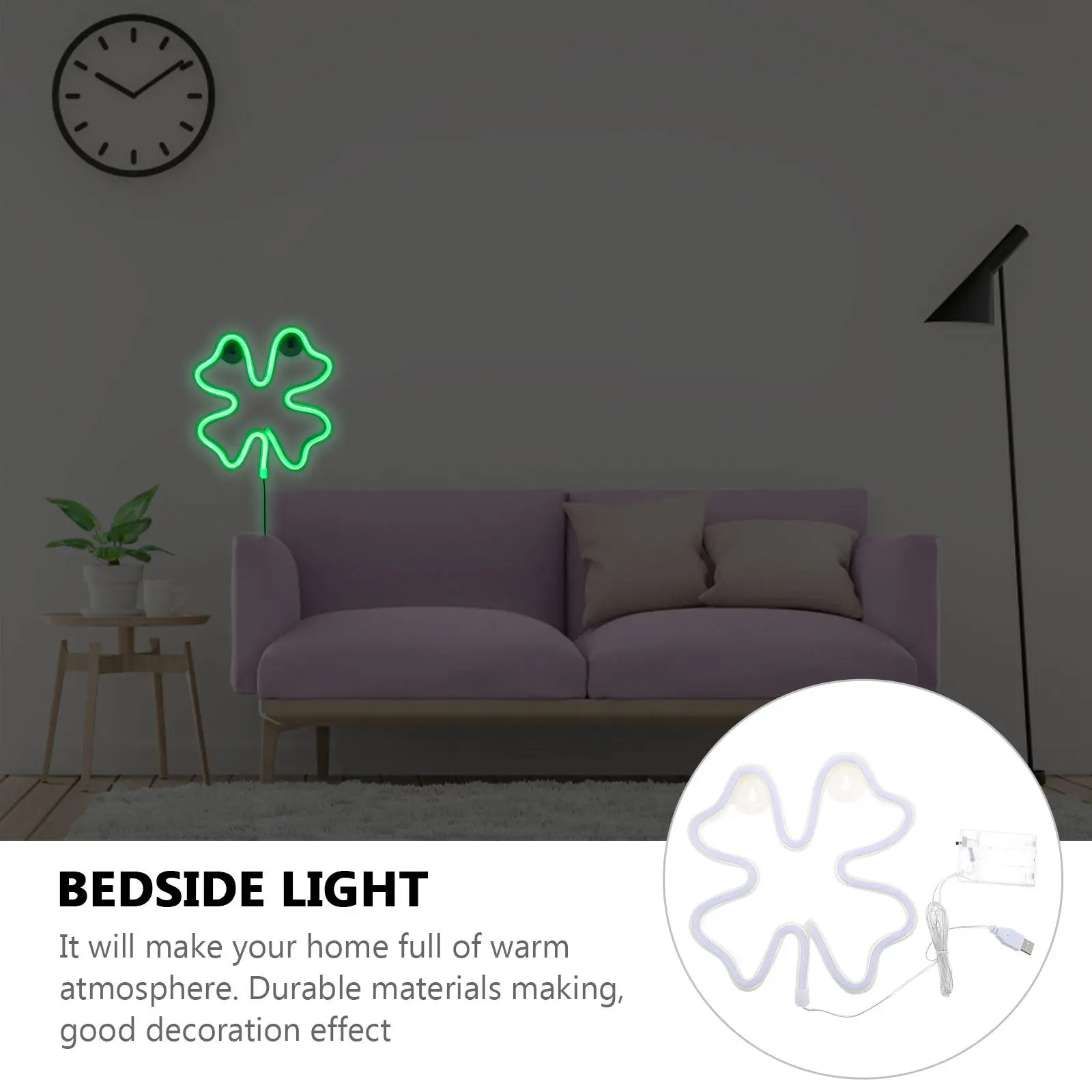 

1 шт. Светодиодный светильник в форме четырехлистного клевера, беспроводной, USB, для вечеринок, создания атмосферы, декоративная лампа для спальни, прикроватный неоновый настенный светильник