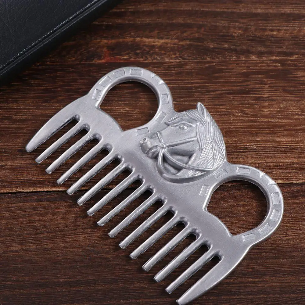 Durable Horse Grooming Comb Portable Aluminium Metal Horse Comb Silver Pocket-sized Curry Comb Scrubber Removing Supplies