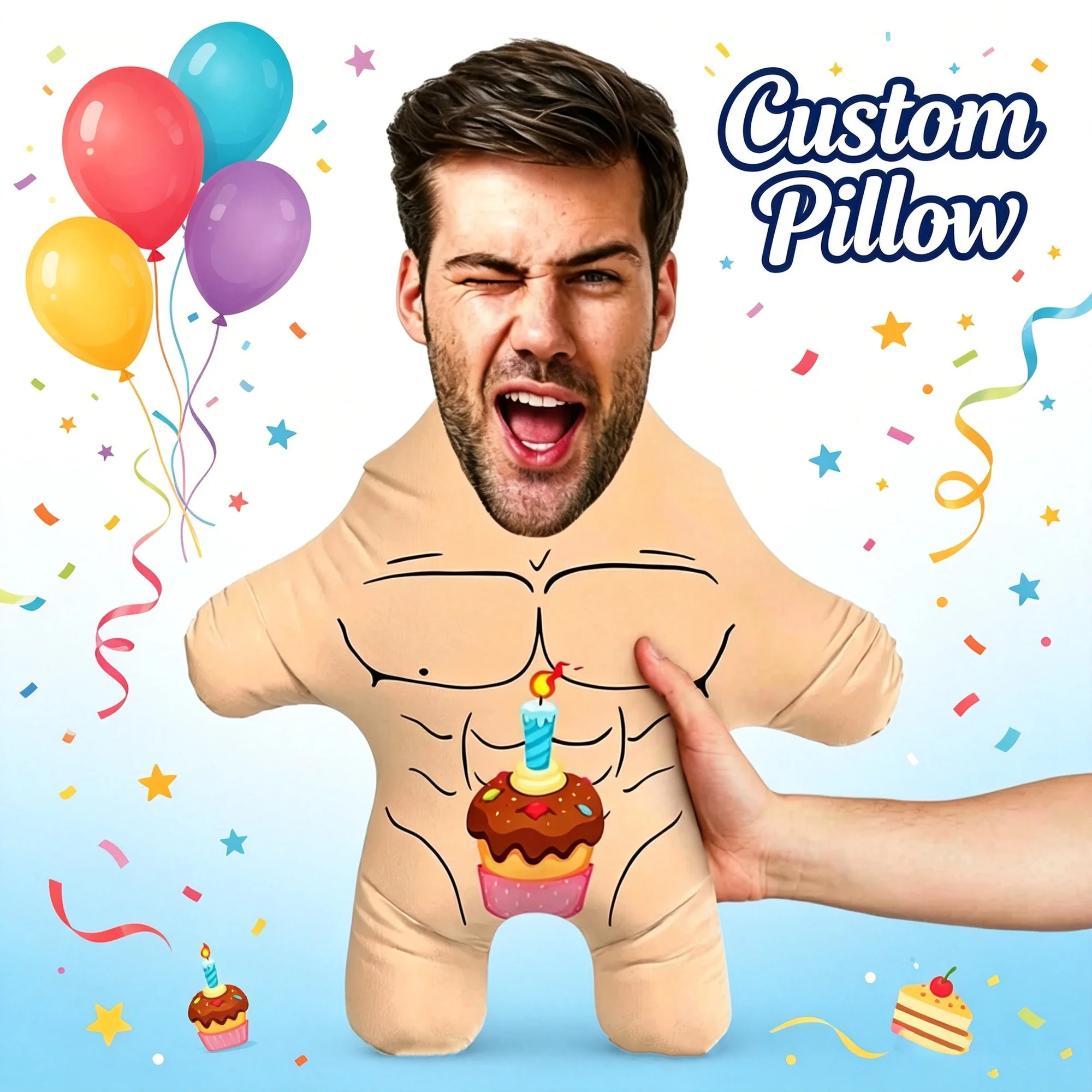 Custom Birthday Boy Face Pillow Cushion Double Sided  Stuffed Home Decoration Salon Personalized Plush Pillows for Living Room