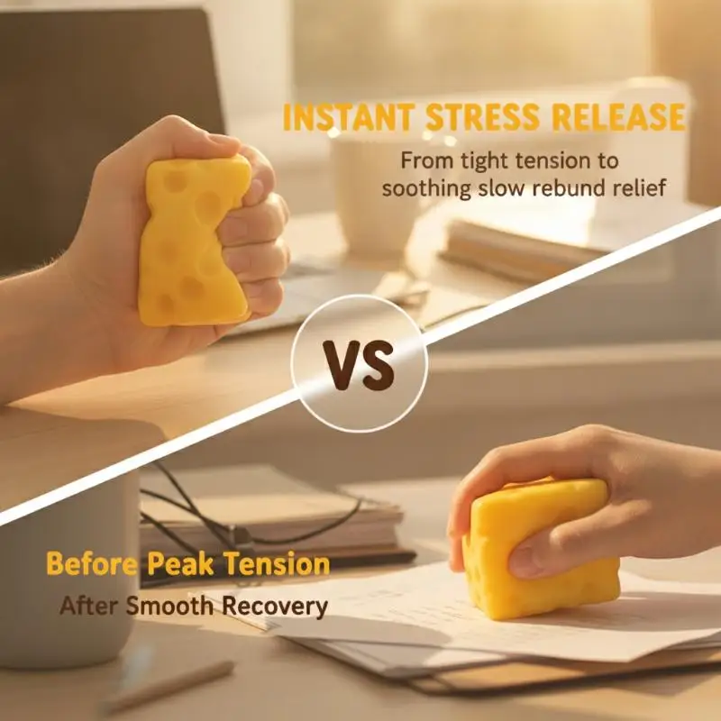 Cheese Shaped Slow Rebound Stress Relief Toy Extra Large Soft Moldable Squeeze Toy for Classroom Fidget Play Students Gift