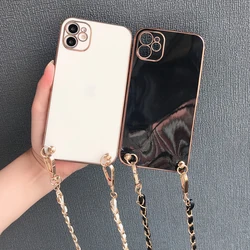 Luxury Plating Leather Crossbody Lanyard Necklace Cord Strap Chain Case For Samsung Galaxy A53 A73 A23 A33 A 13 A13 4G 5G Cover