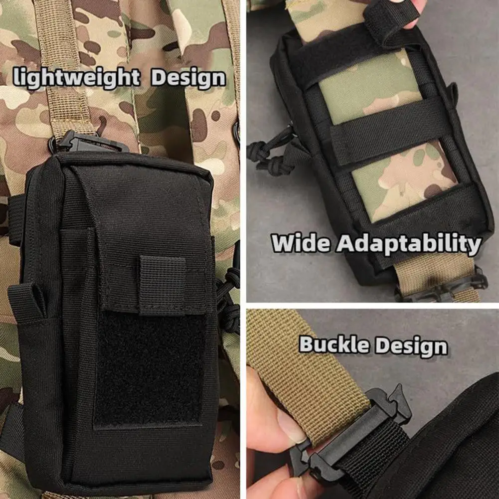 Outdoor Molle Accessory Pouch Backpack Shoulder Strap Attachment Bag Double-Zipper Pocket Molle Tool Pocket