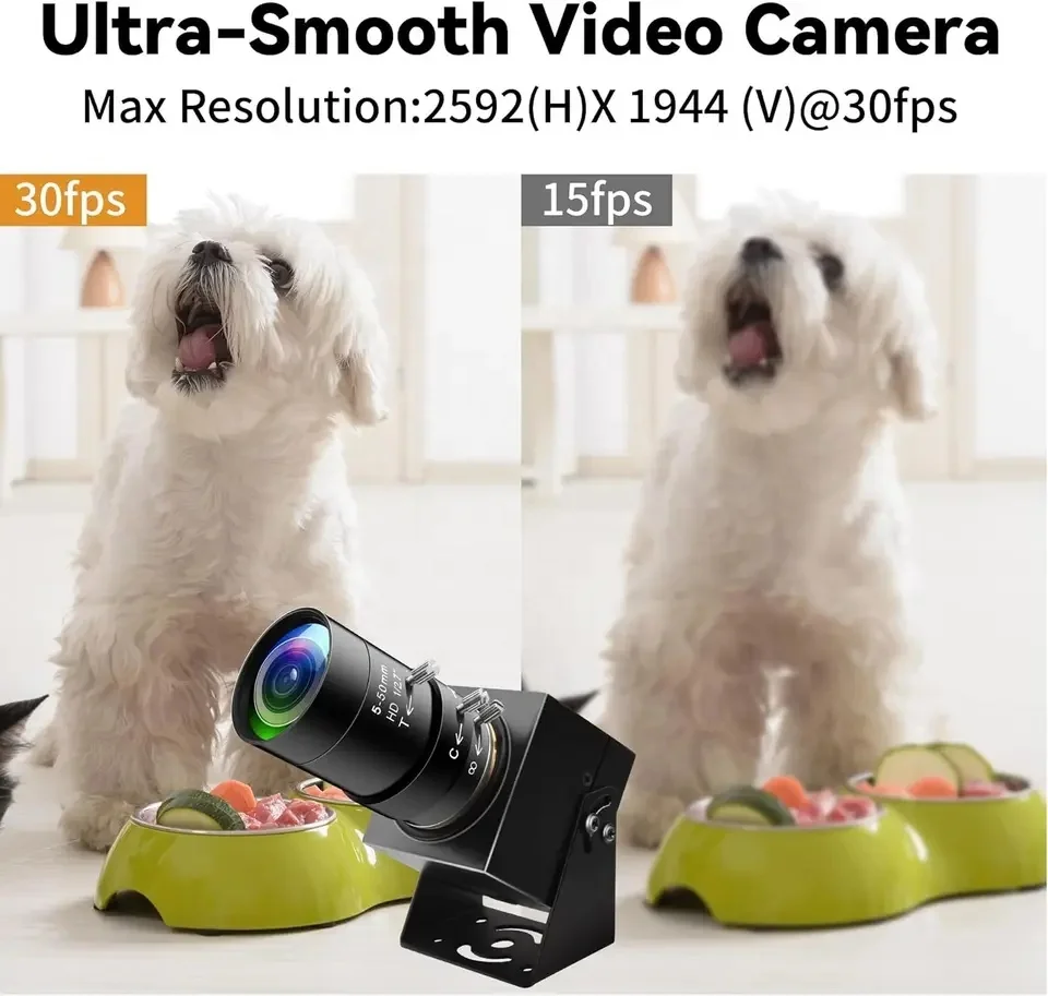High Speed Mini Metal Manual Focus Webcam 5MP 30fps Zoom USB IMX335 CMOS for Live Streaming Video Conferences Security