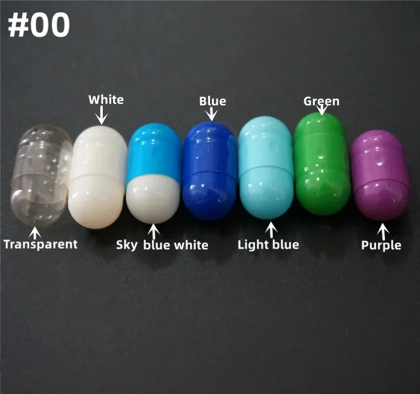 

1000/5000pcs 00# Stout Fatty Colored Hard Gelatin Empty Capsules Hollow Gelatin Capsules Joined or Separated Capsules