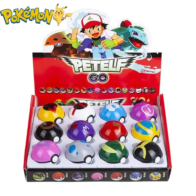 Figuras de Pokémon de 12 piezas, juguetes de Pokeball, Pikachu, Charmander, muñeco Kawaii, accesorios de colección, regalos de cumpleaños para niños