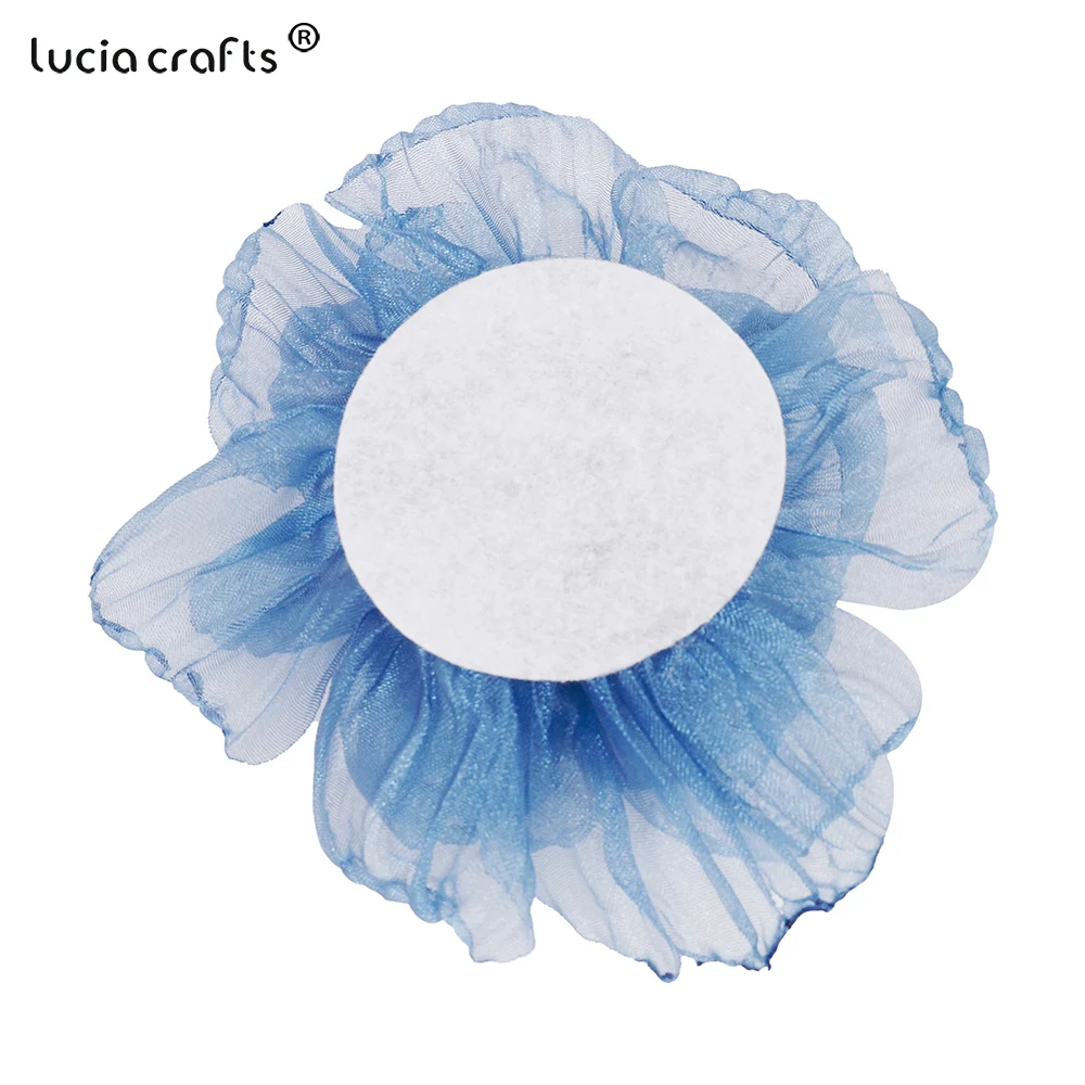 Lucia Crafts 10cm Mini Chiffon Fabric Artificial Flower Head For DIY Headdress Wedding Dress Decoration R0839