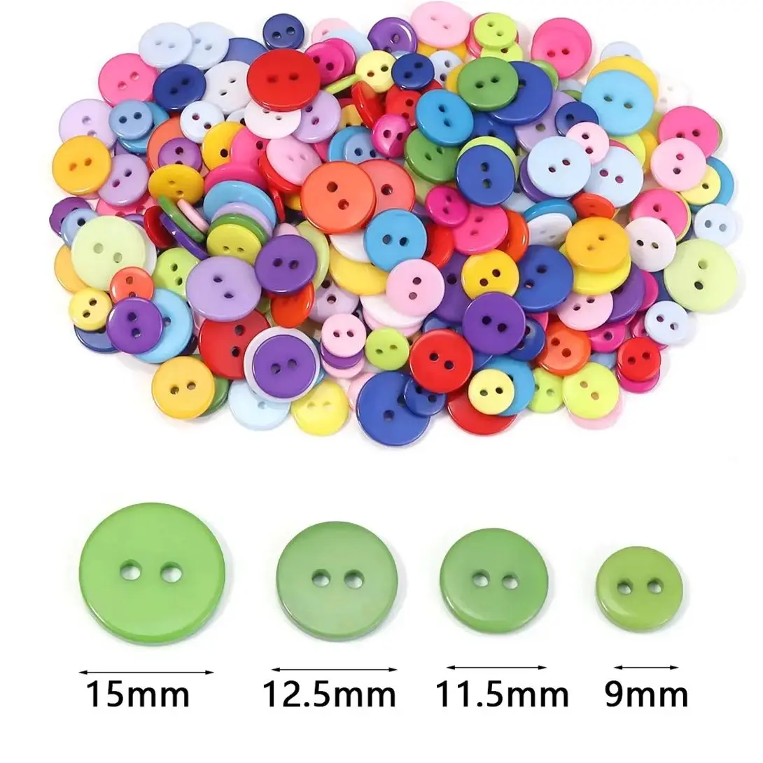 

100/200pcs Color Resin Double Eye Buttons 9-15mm Round Bread Button for DIY Scrapbooking Wedding Decoration Sewing Accessories