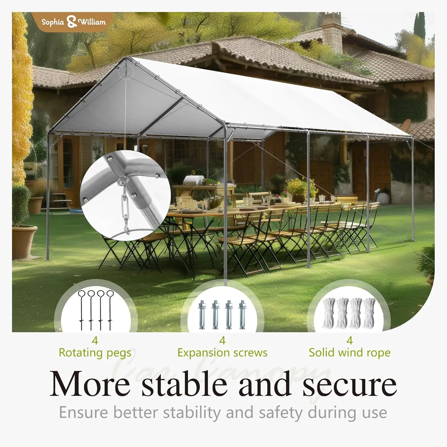 

Port Canopy 12x20 ft Heavy Duty, Portable Garage Shelter Logic Car Tents Carpas para Carros All Weather for Truck Boat