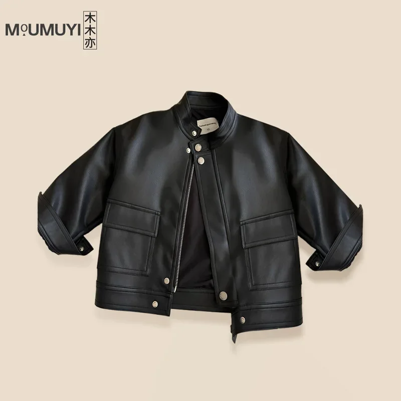 

Children's Clothing Boy's Leather Jacket Kids' Overcoat Handsome Jacket Spring and Autumn 2024 New Autumn Tops Tide