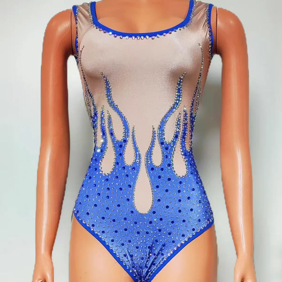 Bar DJ Nachtclub Zangeres Dans Team Prestaties Kleding Sexy Volledige Diamond Jumpsuit Party Thema Show