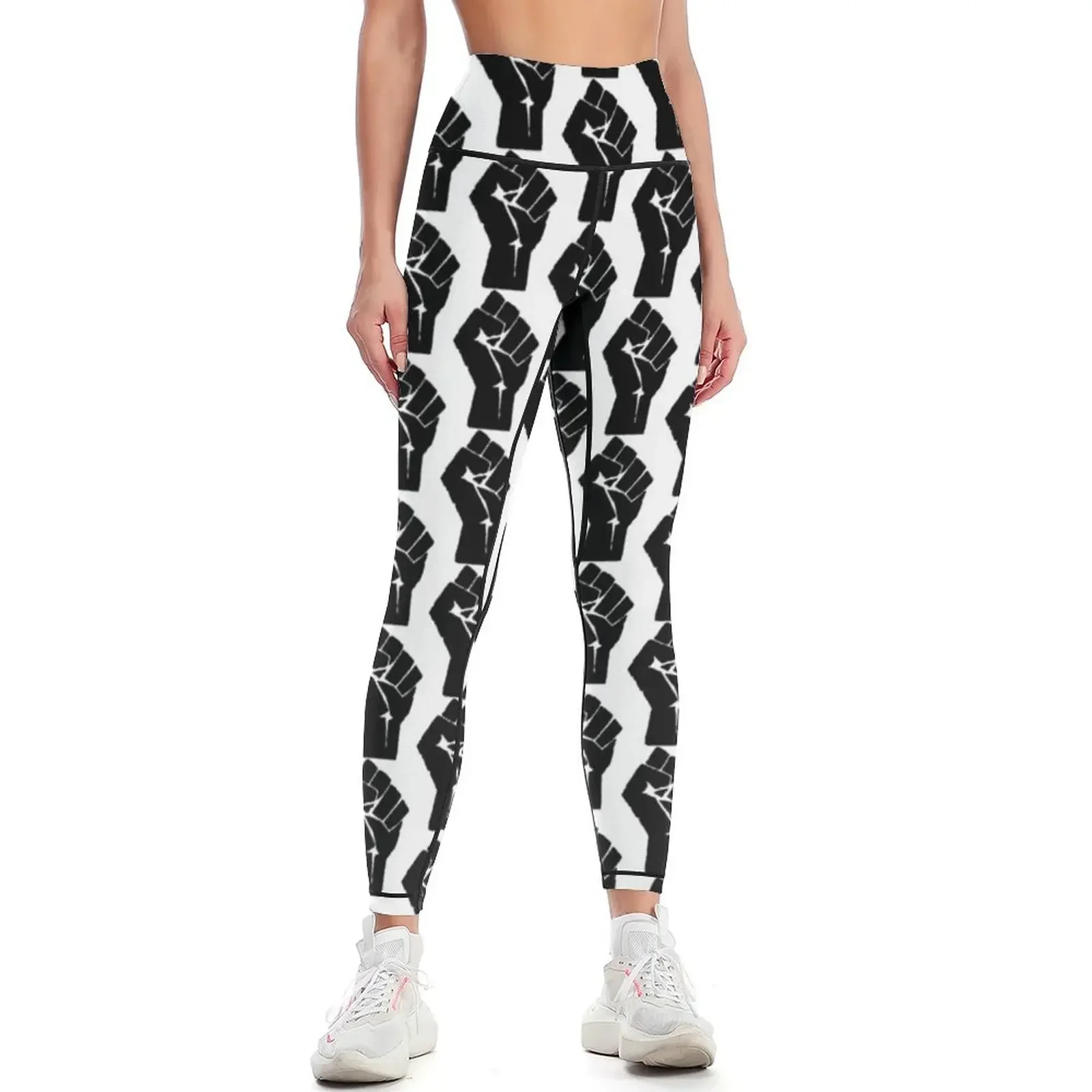 

Black Power Fist Leggings Women's pants gym sportswear woman Leginsy push up for fitness Womens Leggings