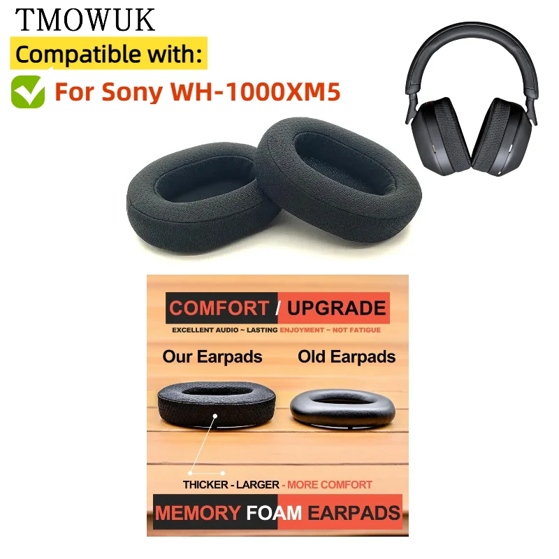 

Replacement Protein Leather Ear Pads Cushion Cover Earpads for Sony WH-1000XM5 Headset